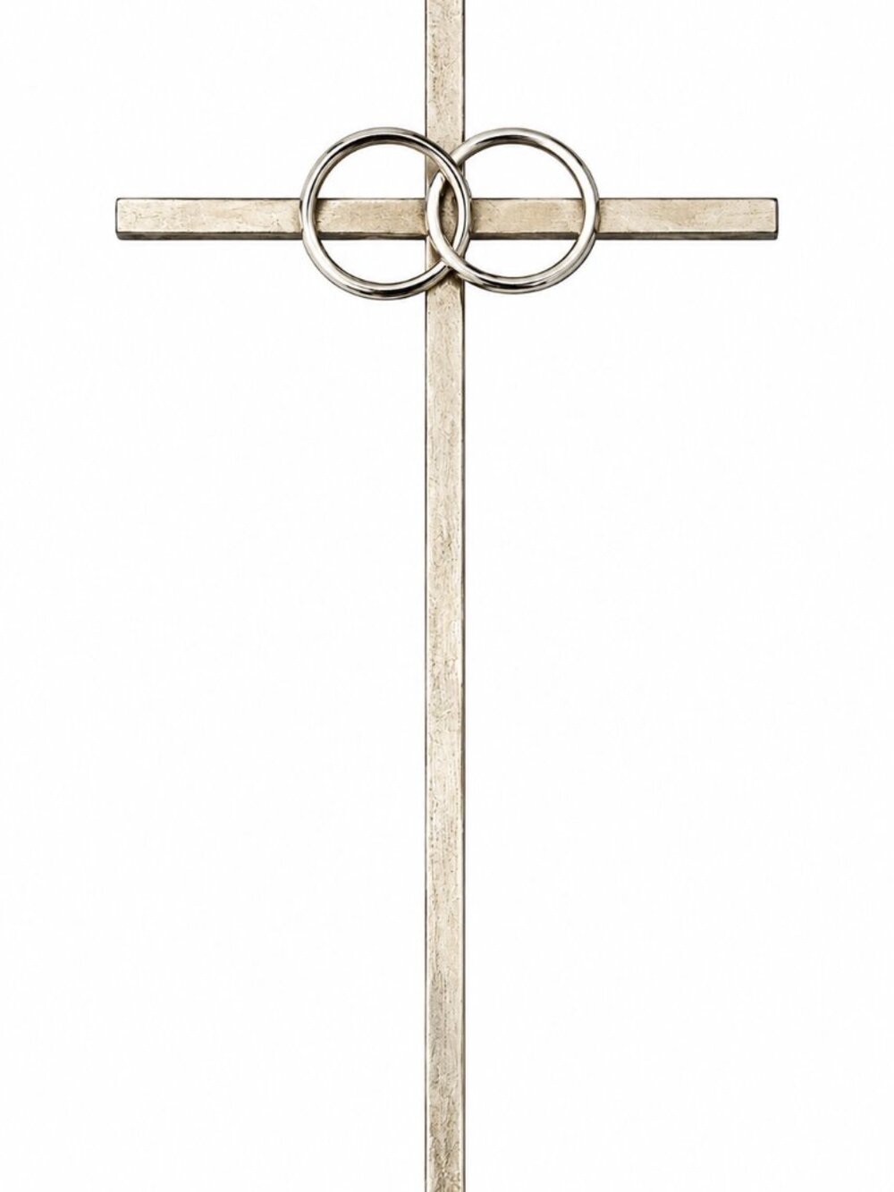 Vintage 90's Jesus Silvertone Metal Cross Rings Hanging Decoration 7” Matrimony